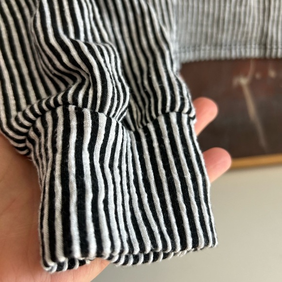 Caution To The Wind Black and White Striped Long Sleeve Crop Top - Picture 3 of 15